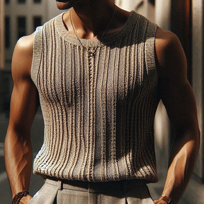 Ralph | Men'S Summer Basic Knitted Striped Tank Top