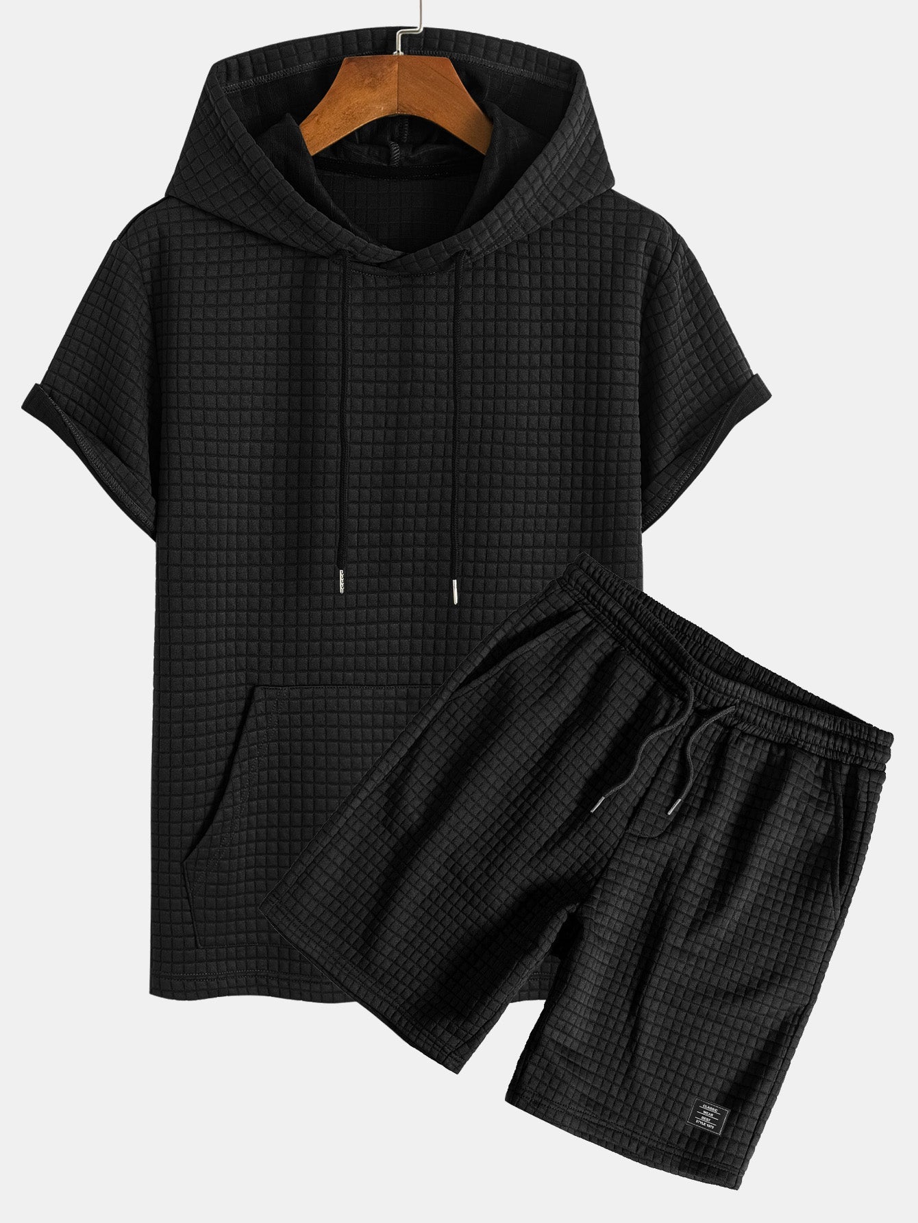 Cliff® | Kangaroo Pocket Waffle Hooded T-Shirt & Shorts