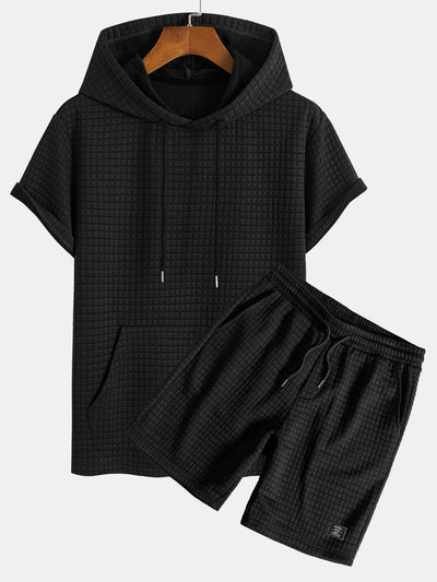 Cliff® | Kangaroo Pocket Waffle Hooded T-Shirt & Shorts