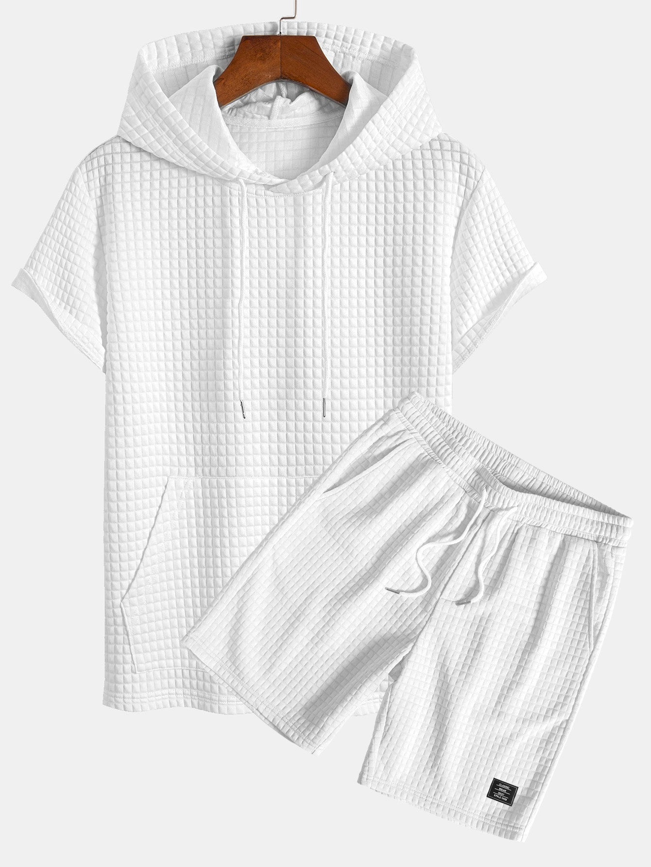 Casey® | Kangaroo Pocket Waffle Hooded T-Shirt & Shorts