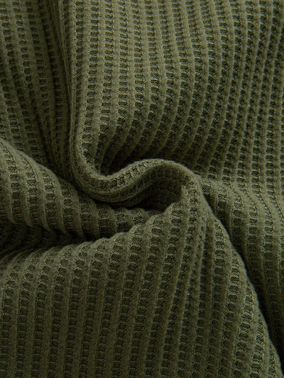 Inocencio® | Long Sleeved Waffle Button Up Shirt & Drawstring Knitted Waffle Pants