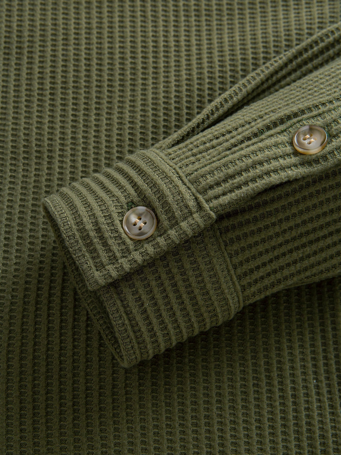 Inocencio® | Long Sleeved Waffle Button Up Shirt & Drawstring Knitted Waffle Pants