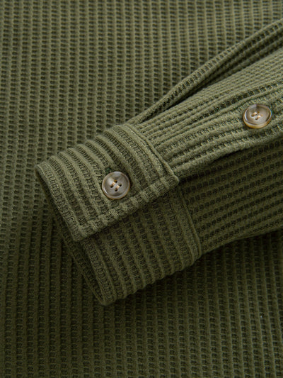 Inocencio® | Long Sleeved Waffle Button Up Shirt & Drawstring Knitted Waffle Pants