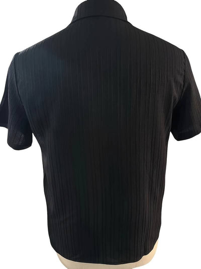 Lafayette® | Ribbed Short-Sleeved Blouse With Button Placket