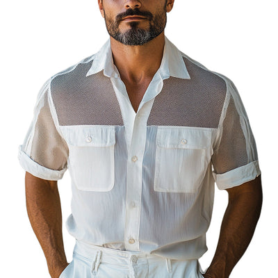 Jack | Men'S Solid Color Stitching Multi-Pocket Short-Sleeved Shirt