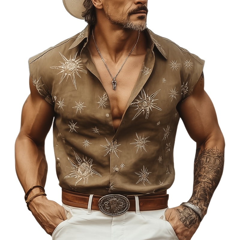 Owen | Men'S Summer Beach Print Sleeveless Shirt