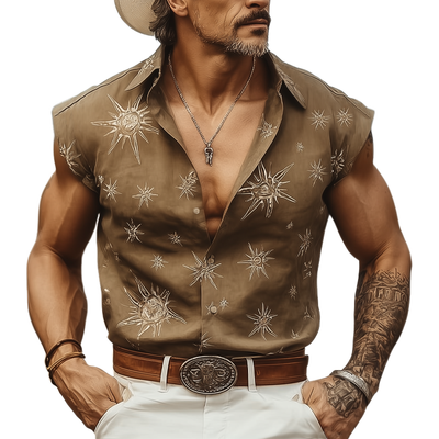 Owen | Men'S Summer Beach Print Sleeveless Shirt