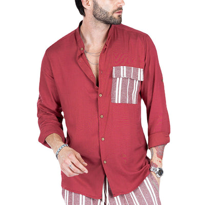 Jordan® | Men'S Summer Casual Shirt With Contrasting Color And Lapels