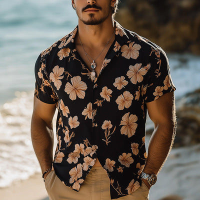 Leonardo | Men'S Summer Light Breathable Fashion Printed Linen Short-Sleeved Shirt