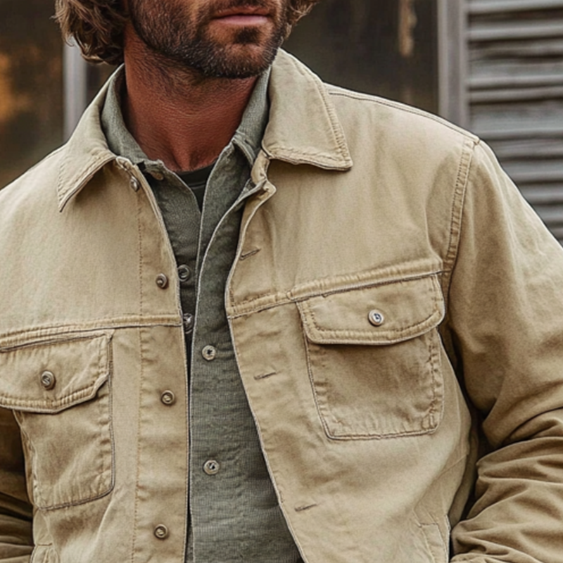 Amit® | Men's Cotton Lapel Casual Solid Color Work Jacket MTA3092I4X