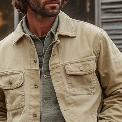 Amit® | Men's Cotton Lapel Casual Solid Color Work Jacket MTA3092I4X