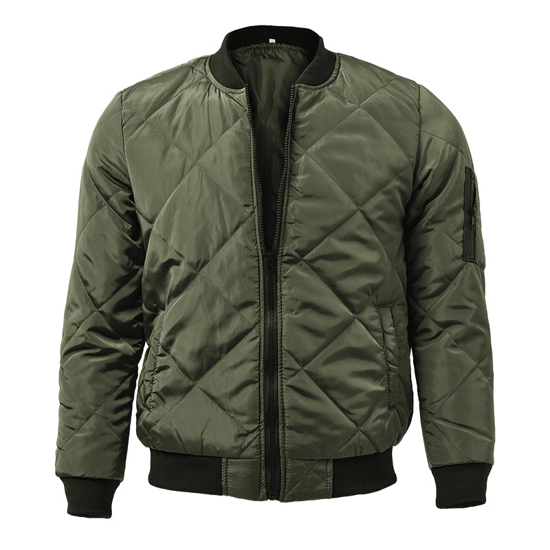 Men's Padded Stand Collar Solid Color Thermal Padded Jacket