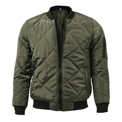 Men's Padded Stand Collar Solid Color Thermal Padded Jacket