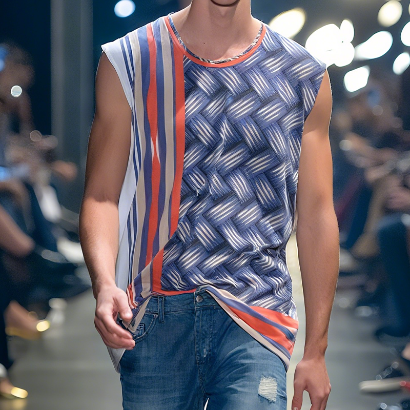 Cristian | Men'S Spring And Summer Fashion Casual Chiffon Printed Round Neck Tank Top