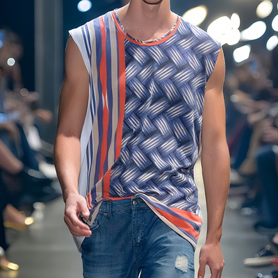 Cristian | Men'S Spring And Summer Fashion Casual Chiffon Printed Round Neck Tank Top