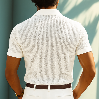 Aaron | Men'S Business Solid Color Knitted Short-Sleeved Shirt