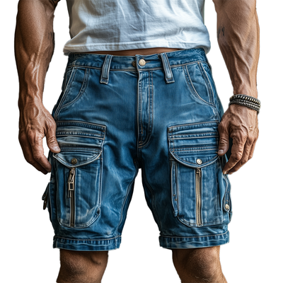 Terrance | Men'S Summer Fashion Washed Multi-Pocket Denim Cargo Shorts