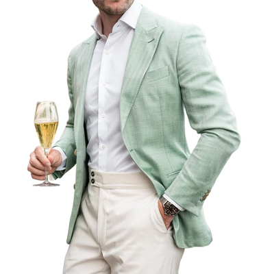 Drew | Men'S Thin Cotton And Linen Double Button Blazer