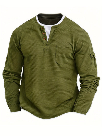 Isiah | Long-sleeved polo shirt with buttons and pocket