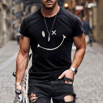 Men's Vine Smiley Print Rond Neck Short Sleeve T-Shirt