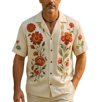Sean | Men'S Summer Casual Linen Printed Short Sleeve Shirt