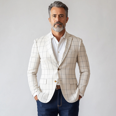 Vincent | Men'S Vintage Elegant Plaid Notch Lapel Single Breasted Slim Fit Blazer