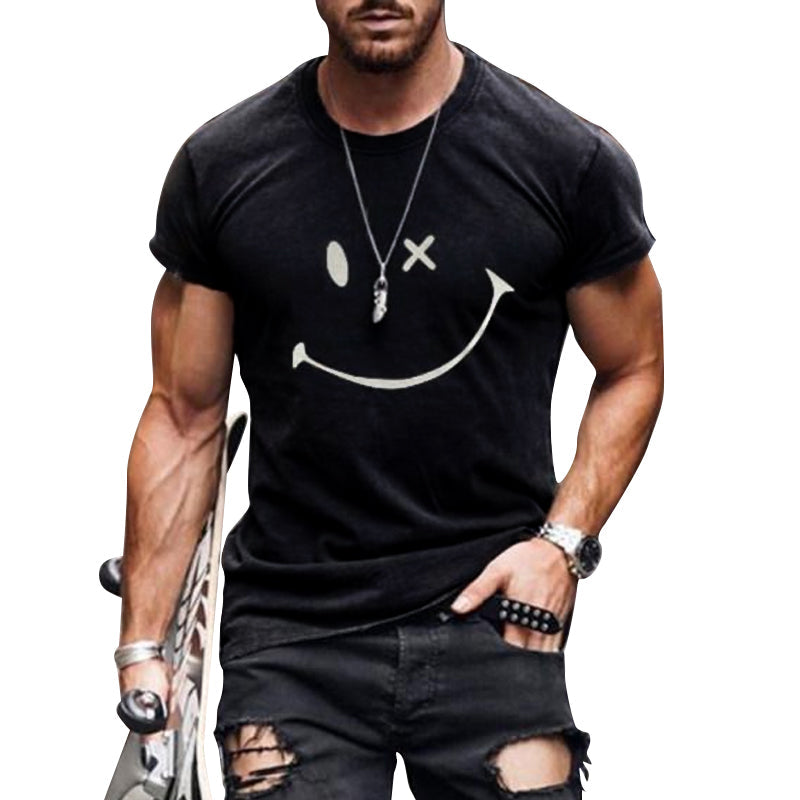 Men's Vine Smiley Print Rond Neck Short Sleeve T-Shirt