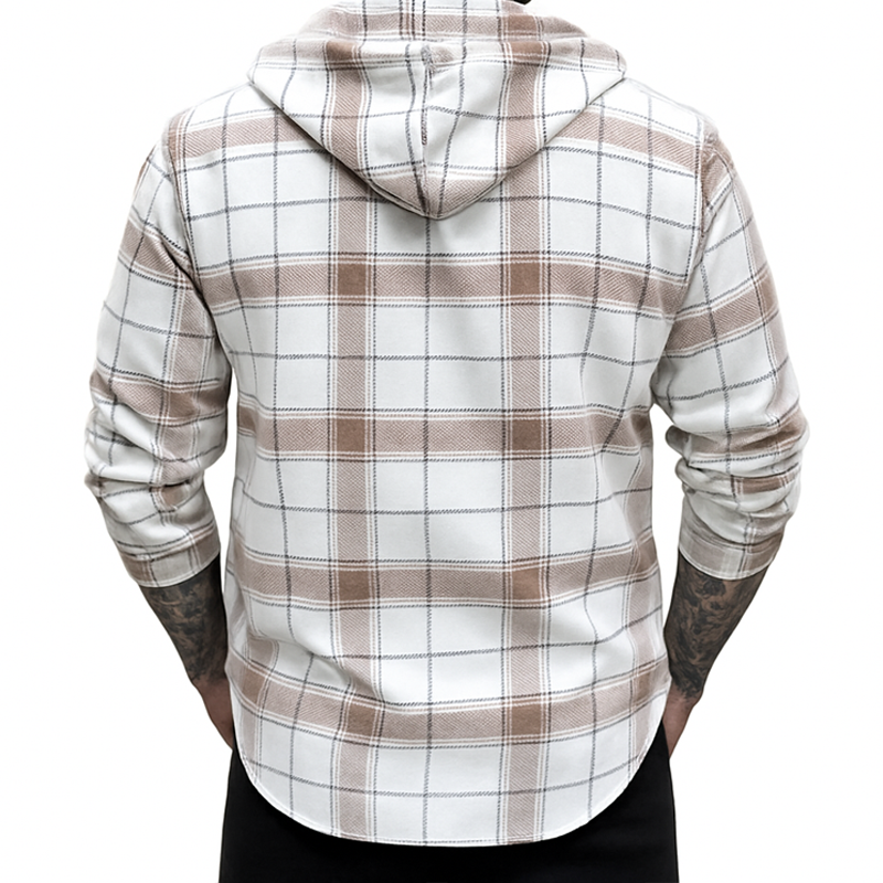 William | Men'S Spring/Autumn Classic Plaid Hooded Snap-Button Jacket