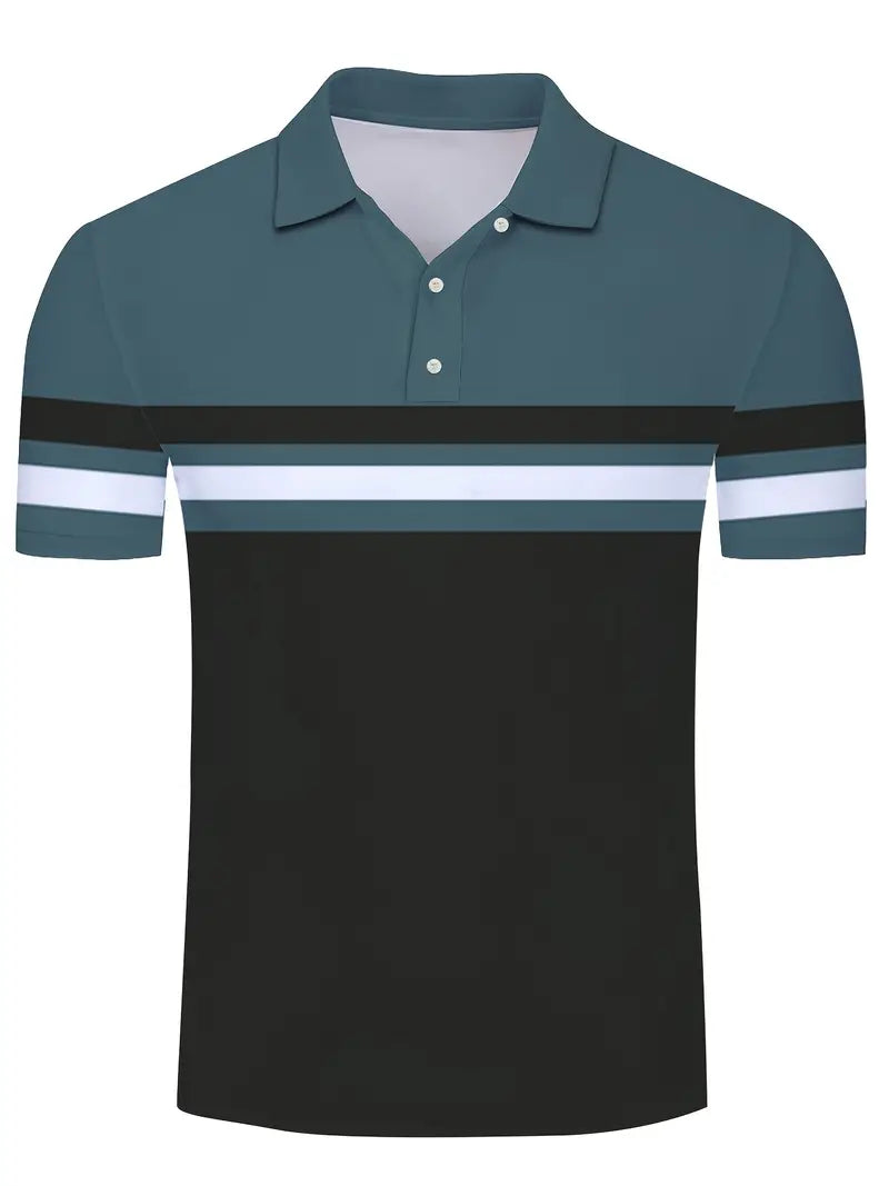 Lynn® | Casual, Trendy Striped Pattern Short-Sleeved Shirt For Men