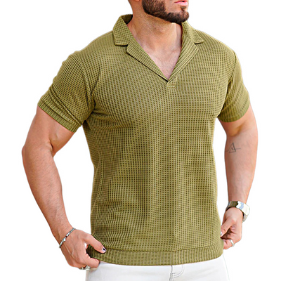 Neal | Men'S Waffle Fabric Solid Color Short Sleeve Polo Shirt