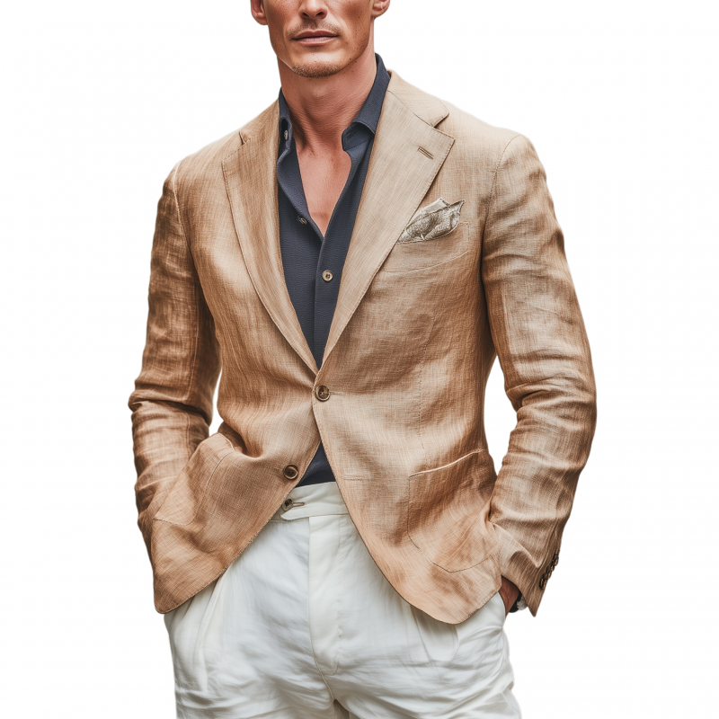 Pascual | Men'S Casual Solid Color Breathable Linen Notch Lapel Single-Breasted Slim-Fit Blazer