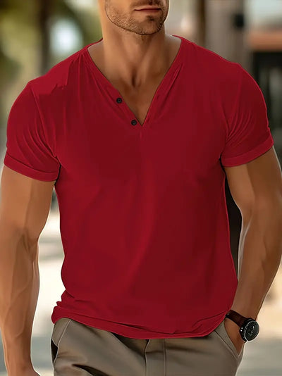 Ellis® | Solid, Casual V-Neck T-Shirt For Men