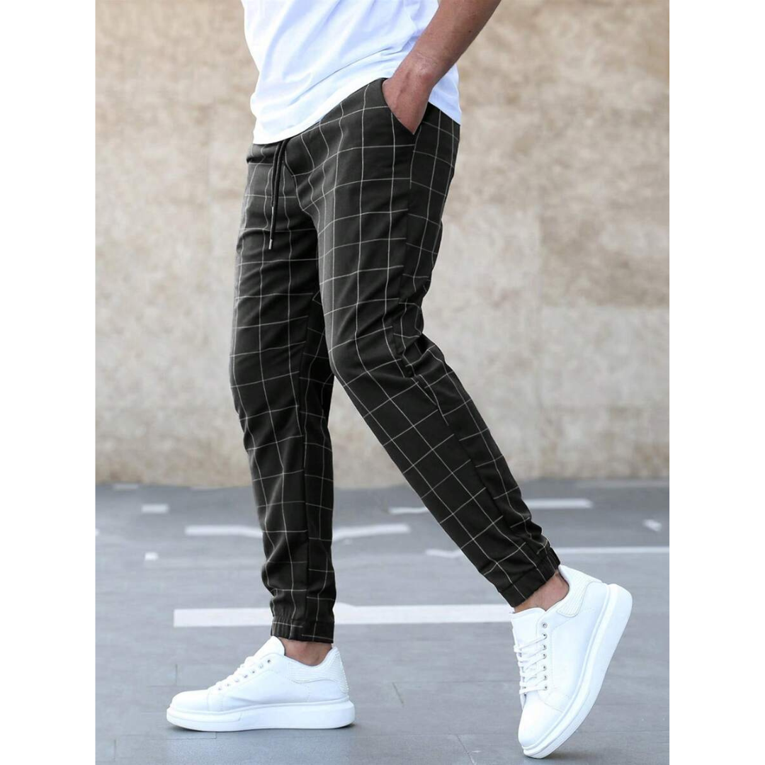 Enzo® | Men'S Grid Pattern Jogging Pants
