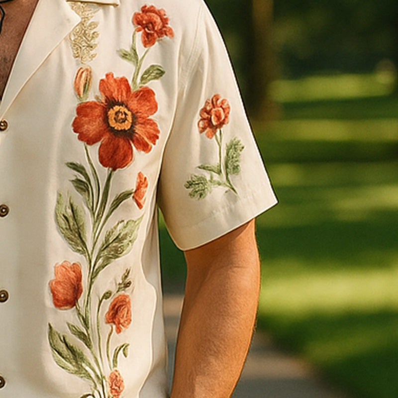 Sean | Men'S Summer Casual Linen Printed Short Sleeve Shirt