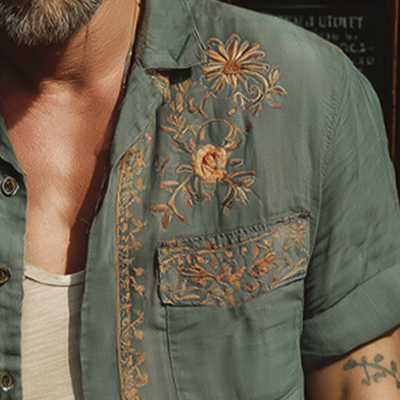 Pat | Men'S Summer Exquisite Embroidered Short Sleeve Shirt
