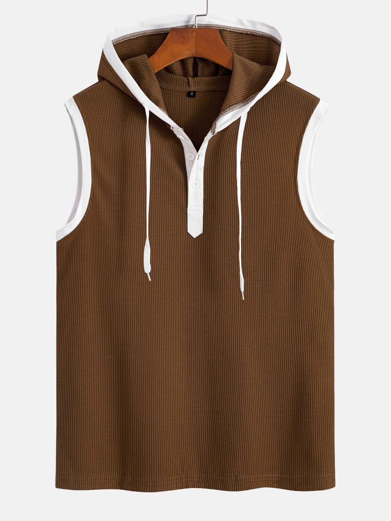 Edmundo® | Contrast Waffle Half Open Hooded Vest
