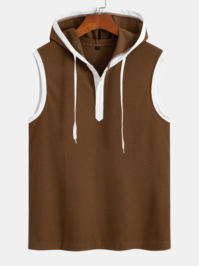 Edmundo® | Contrast Waffle Half Open Hooded Vest