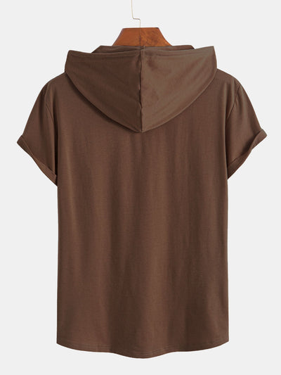 Celestino® | Short Sleeve Henley Hooded T-Shirt