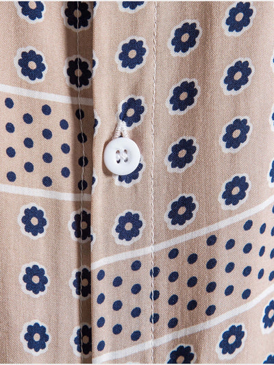 Andries® | Polka Dot Flower Print Button Up Shirt