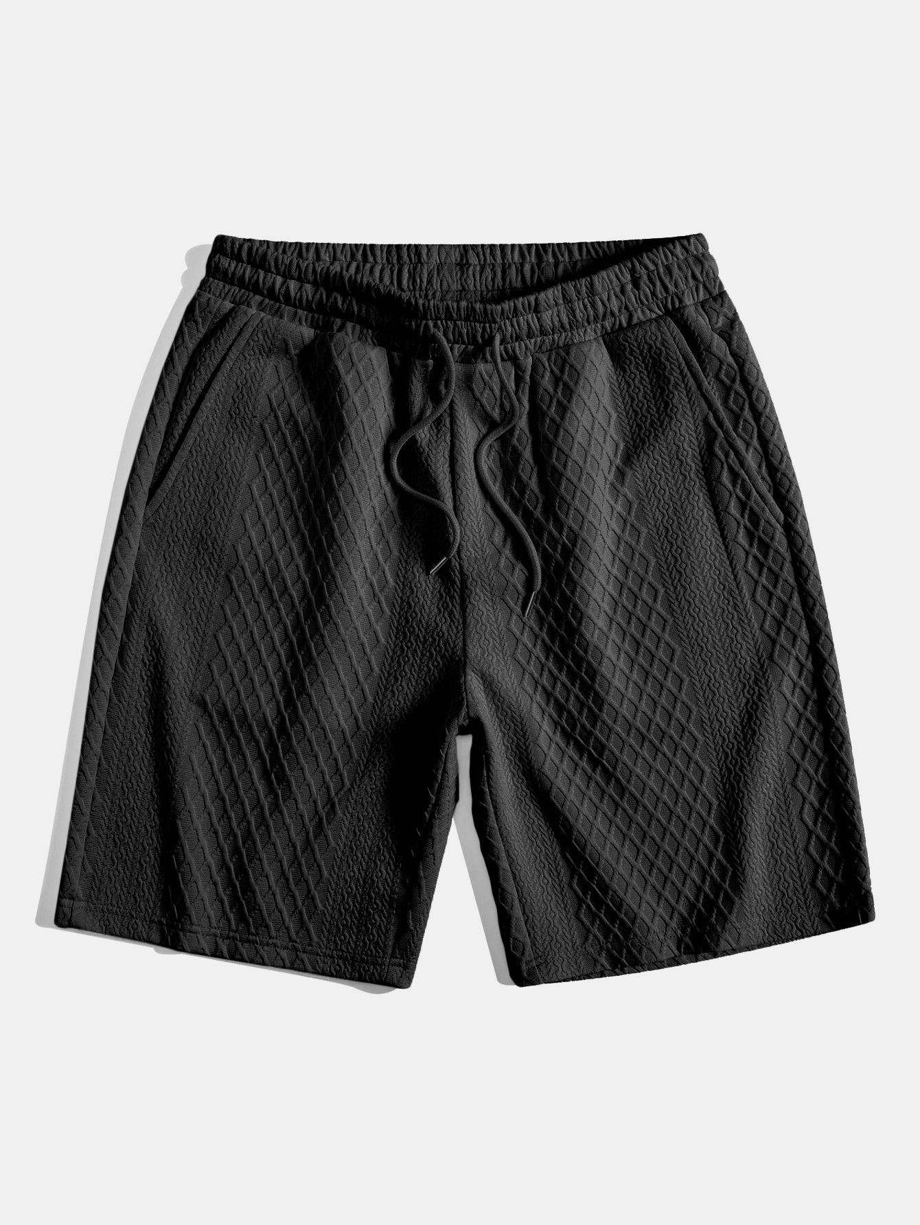 Adelin® | 3 Pieces Diamond Geometric Jacquard Drawstring Shorts