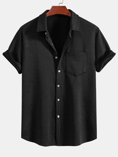 Amias® | Stripe Jacquard Button Up Shirt