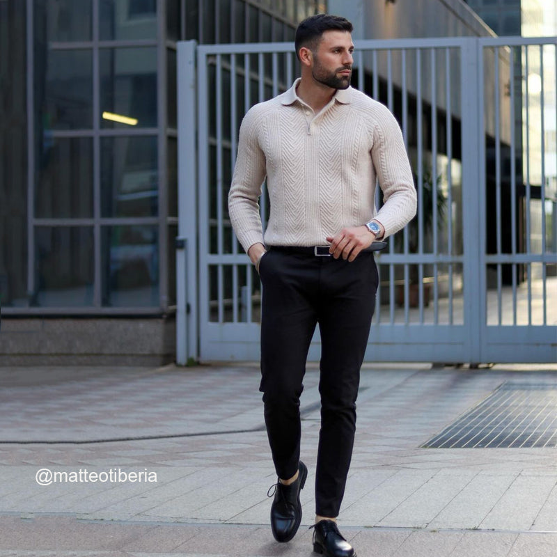 Acelin® | Men'S Autumn And Winter Casual Lapel Bottoming Sweater