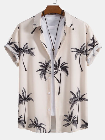 Taylor® | Palm Tree Print Button Up Shirt
