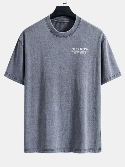 Jairo® | USA Old Row Beer Print Washed Distressed Drop Shoulder T-Shirt