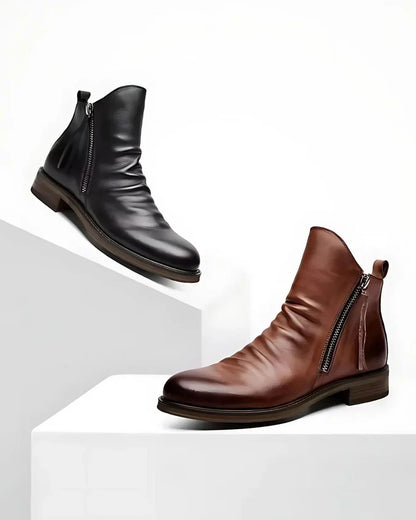 Angel® | Leather Ankle Boots With Zipper On The Side