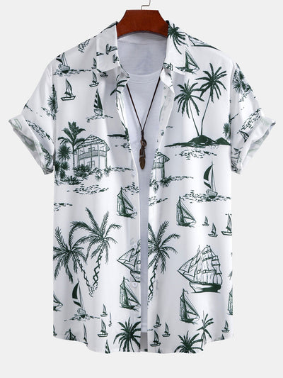 Theo® | Island Sailing Print Button Up Shirt