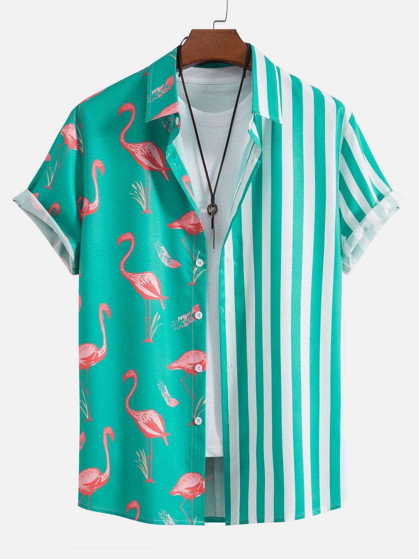 Otalvaro® | Flamingo Stripe Panel Shirt & Swim Shorts