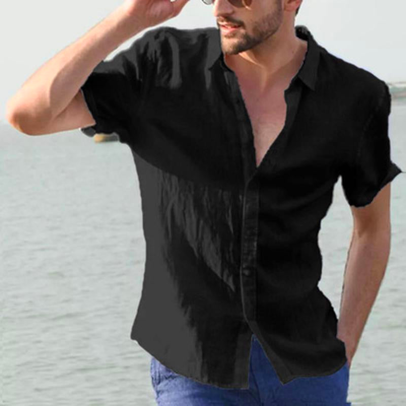 Kadar® | Men'S Solid Color Short-Sleeved Shirt With Lapels