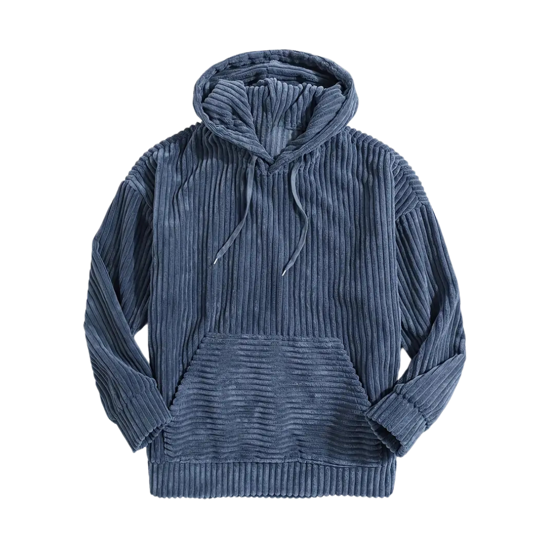 Dionel | Men's structured corduroy hoodie with kangaroo pocket