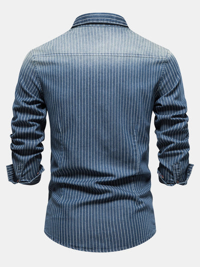 Desiderio® | Stripe Washed Denim Shirt With Pockets